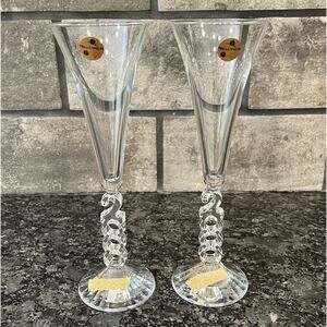 2 Cristal D’Arques-Durand France Crystal Millenium Champagne Flutes Yr 2000 Y2K